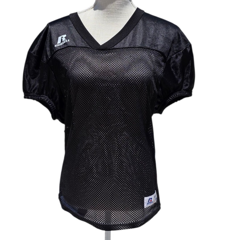Russell Athletic Football Jersey V Neck Mesh Short Sleeve Top